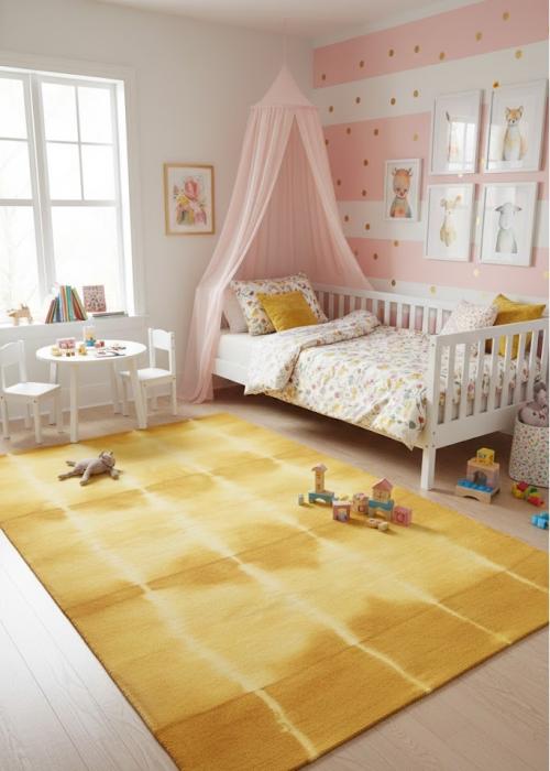 5'0 X 8'0 Modern Hand-Tufted Golden Yellow Tie-Dye Wool Rug