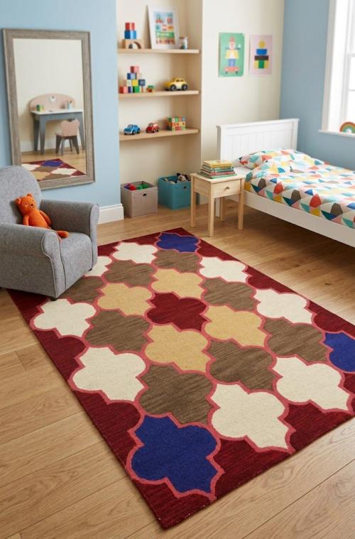 5'0 x 8'0 Hand-Tufted Multicolored Trellis Modern Wool Rug