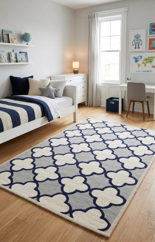 5'0 x 8'0 Trellis Modern Hand-Tufted Oriental Wool Rug