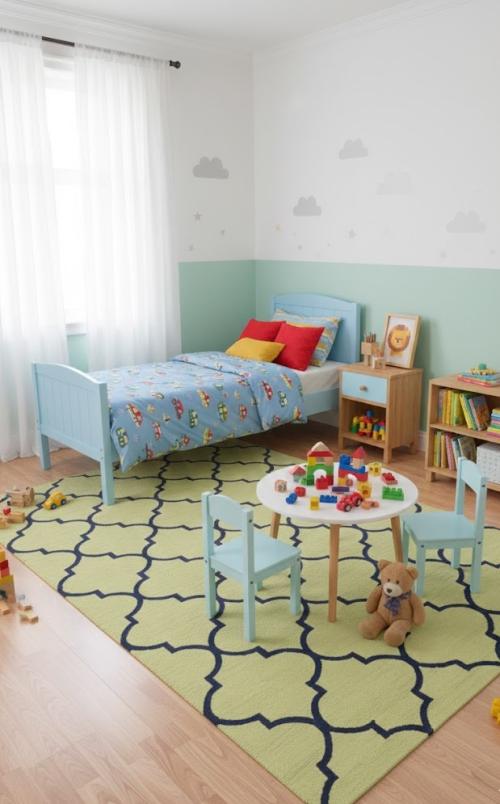 Golden Beige & Plum Trellis 5X8 Hand-Tufted Modern Rug