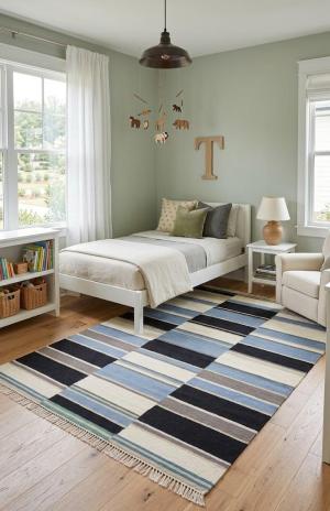 5'0 X 8'0 Hand-Tufted Multicolored Modern Oriental Wool Rug