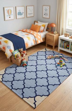 5'0 x 8'0 Modern Trellis Hand-Tufted Oriental Wool Rug