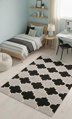 5'0 x 8'0 Hand-Tufted Multicolored Modern Trellis Wool Rug
