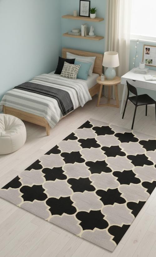 5'0 x 8'0 Hand-Tufted Multicolored Modern Trellis Wool Rug