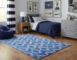 Blue Abstract 5X8 Hand-Tufted Modern Rug