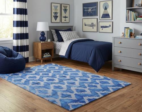 Blue Abstract 5X8 Hand-Tufted Modern Rug