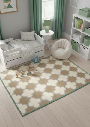 5'0 x 8'0 Hand-Tufted Cream Trellis Modern Oriental Rug