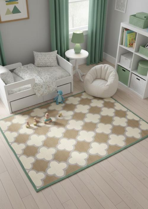 5'0 x 8'0 Hand-Tufted Cream Trellis Modern Oriental Rug