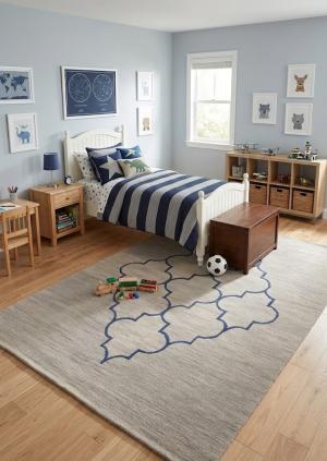 5'0 X 8'0 Hand-Tufted Beige Trellis contemporary Wool Rug