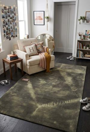 5'0 X 8'0 Hand-Tufted Dark Brown Modern Tie-Dye Wool Rug