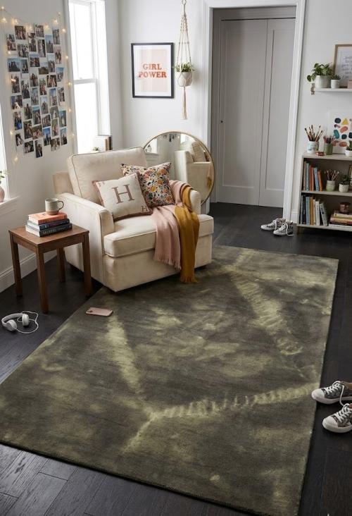 5'0 X 8'0 Hand-Tufted Dark Brown Modern Tie-Dye Wool Rug