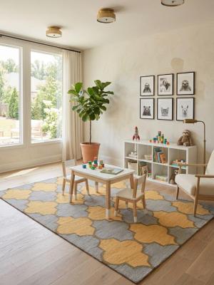 5'0 x 8'0 Hand-Tufted Trellis Multicolored Oriental Wool Rug
