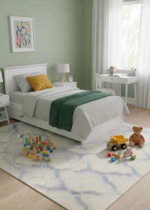 5'0 X 8'0 Cream & Purple Trellis Hand-Tufted Modern Wool Rug