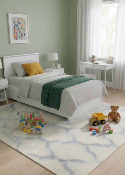 5'0 X 8'0 Cream & Purple Trellis Hand-Tufted Modern Wool Rug