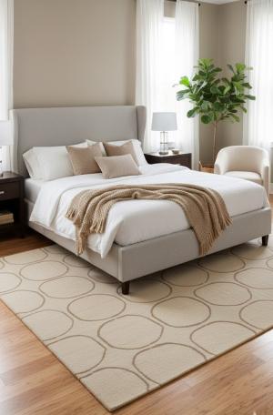 5'0 X 8'0 Hand-Tufted Cream & Brown Modern Wool Rug