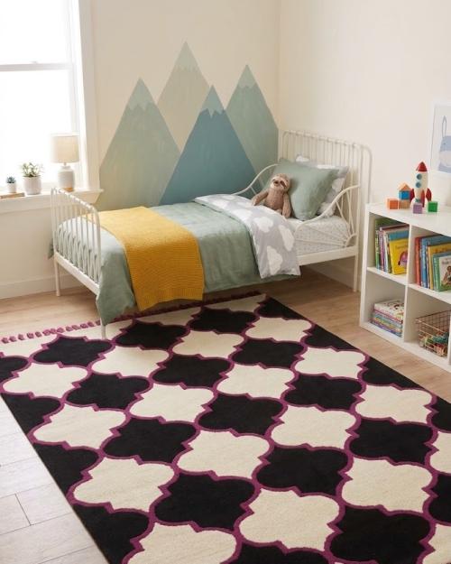 Fuchsia & Black Trellis 5X8 Hand-Tufted Modern Rug