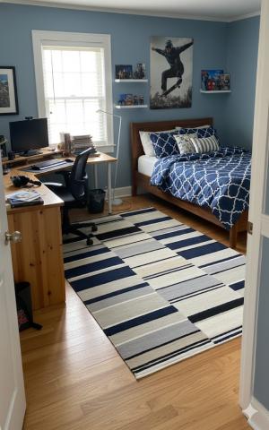 5'0 X 8'0 Hand-Tufted Stripes Contemporary Wool Rug