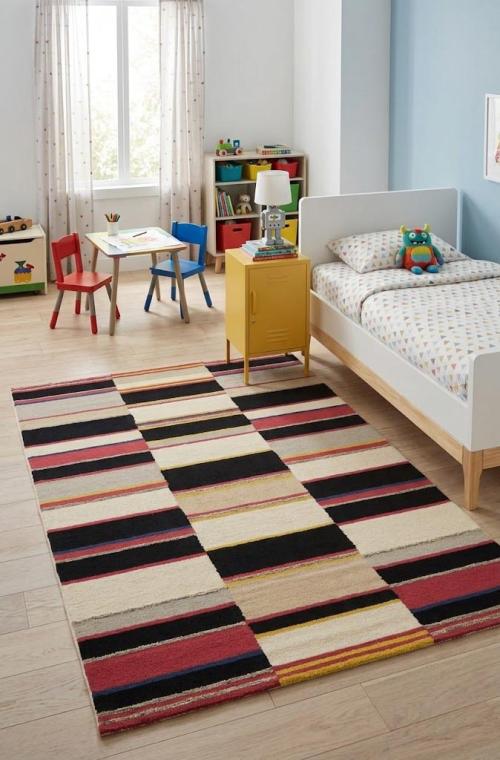 5'0 X 8'0  Hand-Tufted Multicolored Stripes Modern Wool Rug