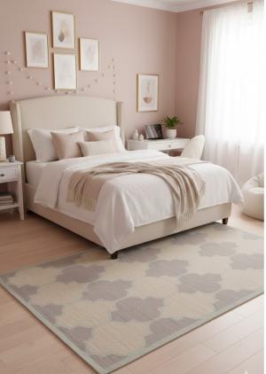 5'0 x 8'0 Hand-Tufted Multicolored Trellis Modern Wool Rug