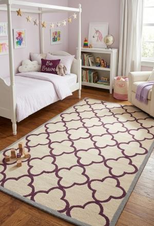 5'0 X 8'0 Hand-Tufted Modern Cream Trellis Wool Rug