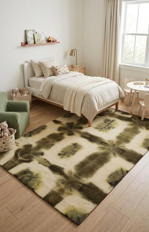 Brown & Cream Tie-Dye 5X8 Hand-Tufted Modern Rug