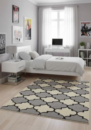 5'0 x 8'0 Hand-Tufted Gray Trellis Modern Oriental Wool Rug