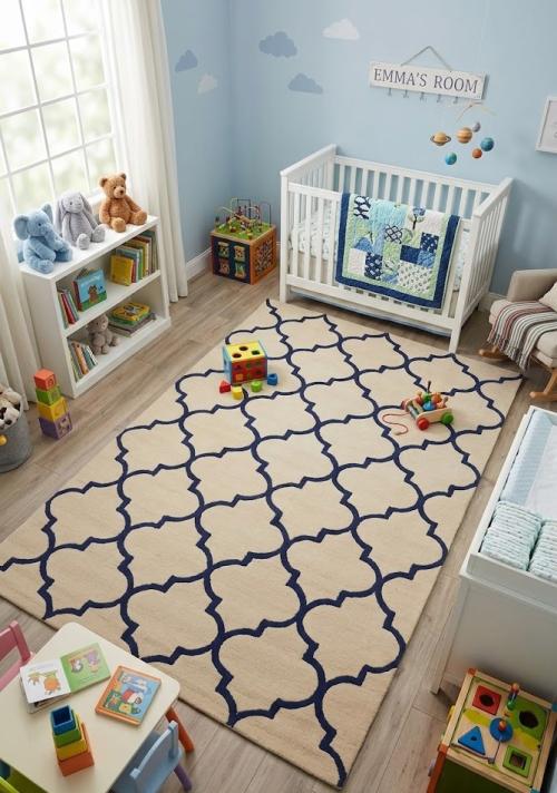 5'0 X 8'0 Modern Cream Trellis Hand-Tufted Wool Rug