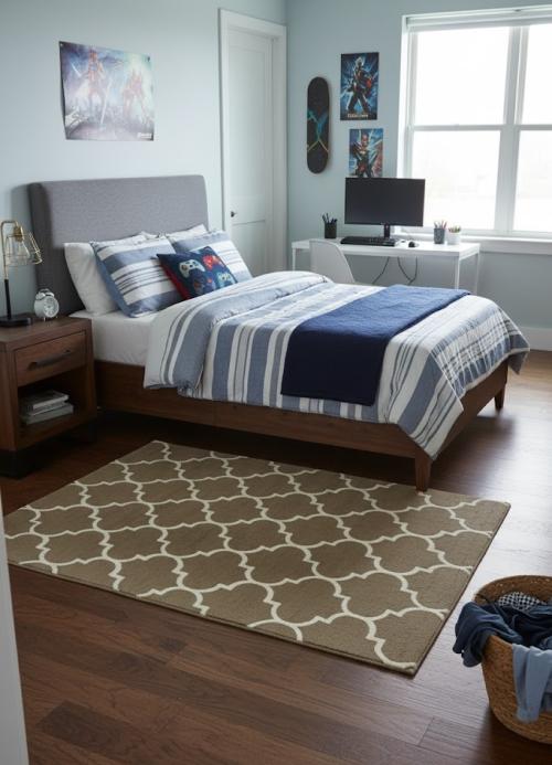 5'0 X 8'0 Hand-Tufted Trellis Contemporary Wool Rug