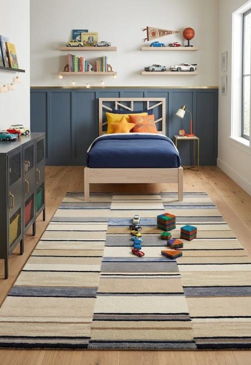 5'0 X 8'0 Modern Hand-Tufted Multicolored Stripes Wool Rug