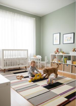 5'0 X 8'0 Multicolored Stripes Hand-Tufted Modern Wool Rug