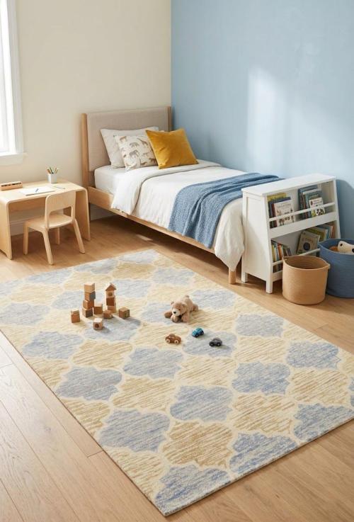 5'0 x 8'0 Hand-Tufted Gold Trellis Modern Oriental Wool Rug