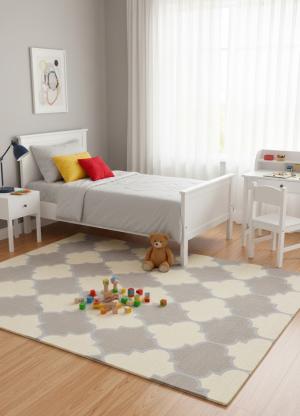 5'0 x 8'0 Pastel Brown Hand-Tufted Trellis Modern Wool Rug