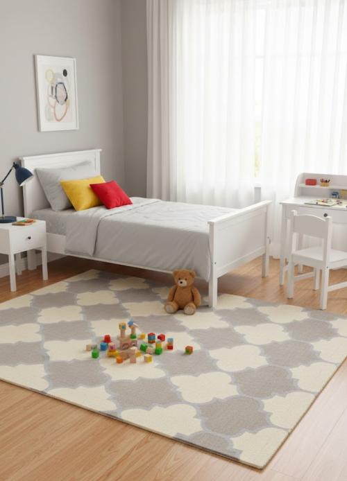 5'0 x 8'0 Pastel Brown Hand-Tufted Trellis Modern Wool Rug