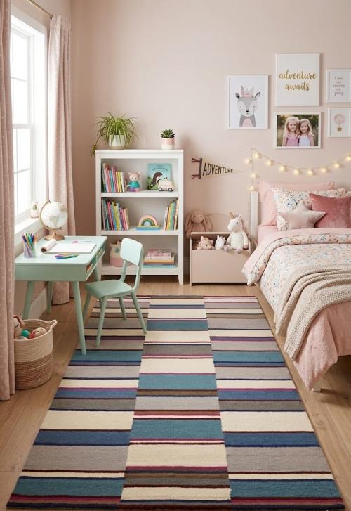 5'0 X 8'0 Hand-Tufted Multicolored Oriental Stripes Wool Rug