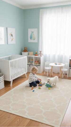 5'0 X 8'0 Hand-Tufted Beige Modern Trellis Wool Rug