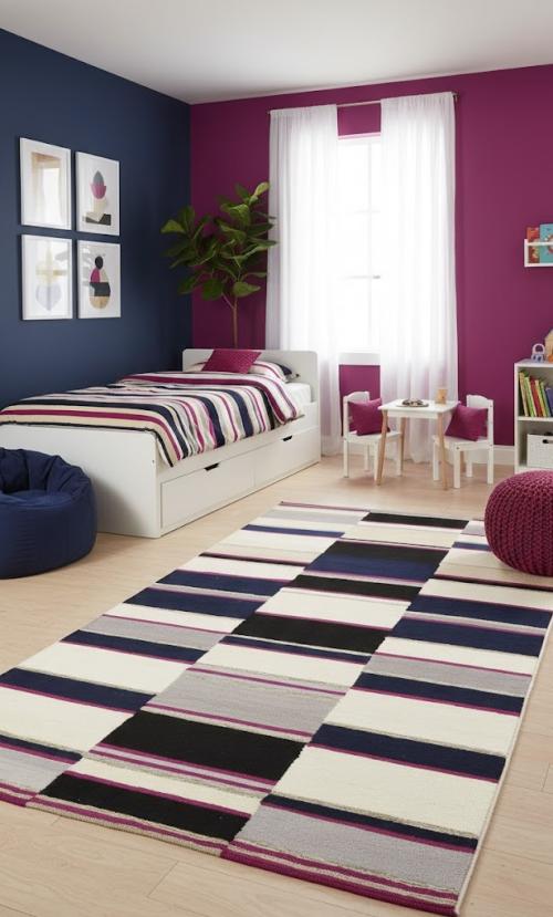 Multicolored Stripes 5X8 Hand-Tufted Modern Rug