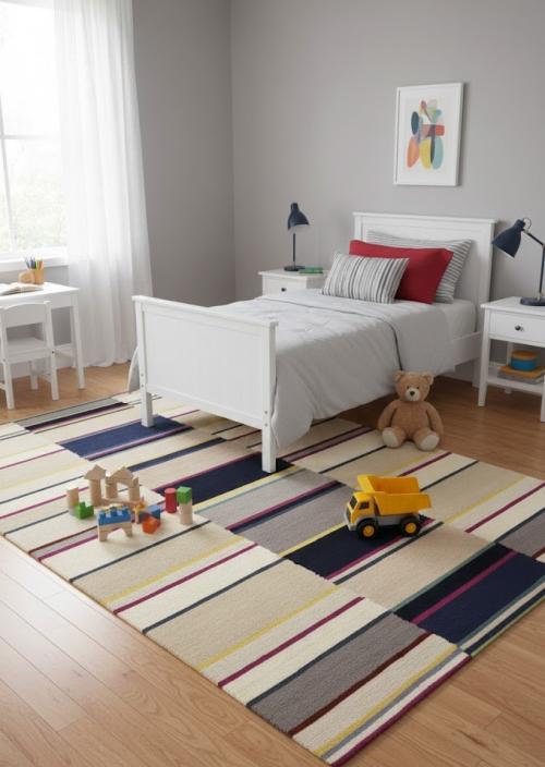 5'0 X 8'0 Multicolored Contemporary Hand-Tufted Wool Rug