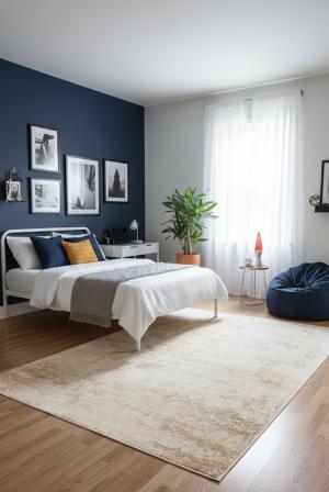 Distressed Beige Brown Abstract 5X8 Hand-Tufted Modern Rug