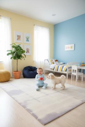 5'0 X 8'0 Mauve Abstract Hand-Tufted Tie-Dye Modern Wool Rug