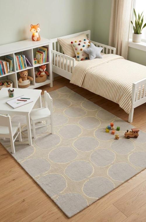 Beige & Cream Abstract 5X8 Hand-Tufted Modern Rug