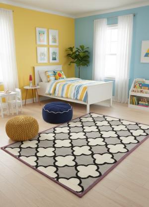 5'0 x 8'0 Hand-Tufted Trellis Multicolored Modern Wool Rug