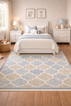 5'0 x 8'0 Hand-Tufted Cream Trellis Modern Oriental Wool Rug