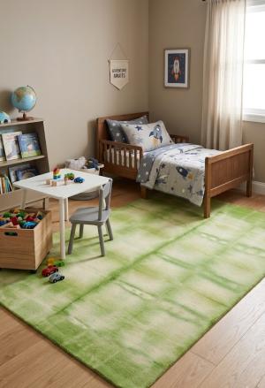 5'0 X 8'0 Green Tie-Dye Hand-Tufted Modern Wool Rug