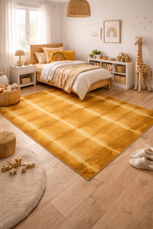 5'0 X 8'0 Hand-Tufted Gold Tie-Dye Contemporary Wool Rug