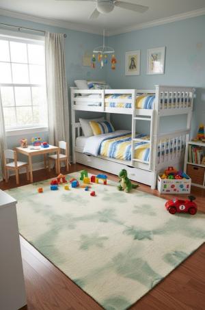 5'0 X 8'0 Green Hand-Tufted Contemporary Wool Rug