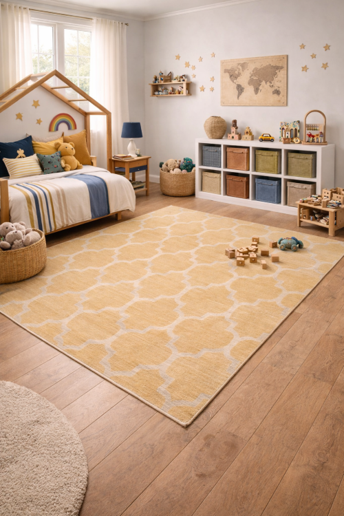 5'0 X 8'0 Hand-Tufted Beige Trellis Modern Oriental Wool Rug