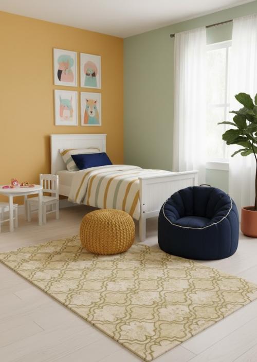 5'0 X 8'0 Beige-Brown Trellis Hand-Tufted Modern Wool Rug