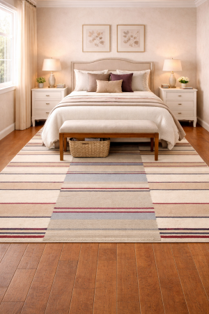 5'0 X 8'0 Stripes Multicolored Hand-Tufted Modern Wool Rug