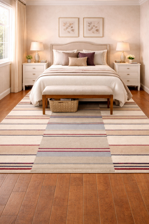 5'0 X 8'0 Stripes Multicolored Hand-Tufted Modern Wool Rug