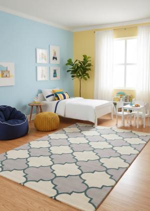 5'0 x 8'0 Multicolored Trellis Hand-Tufted Modern Wool Rug